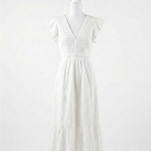 Chic White Eyelet Dress